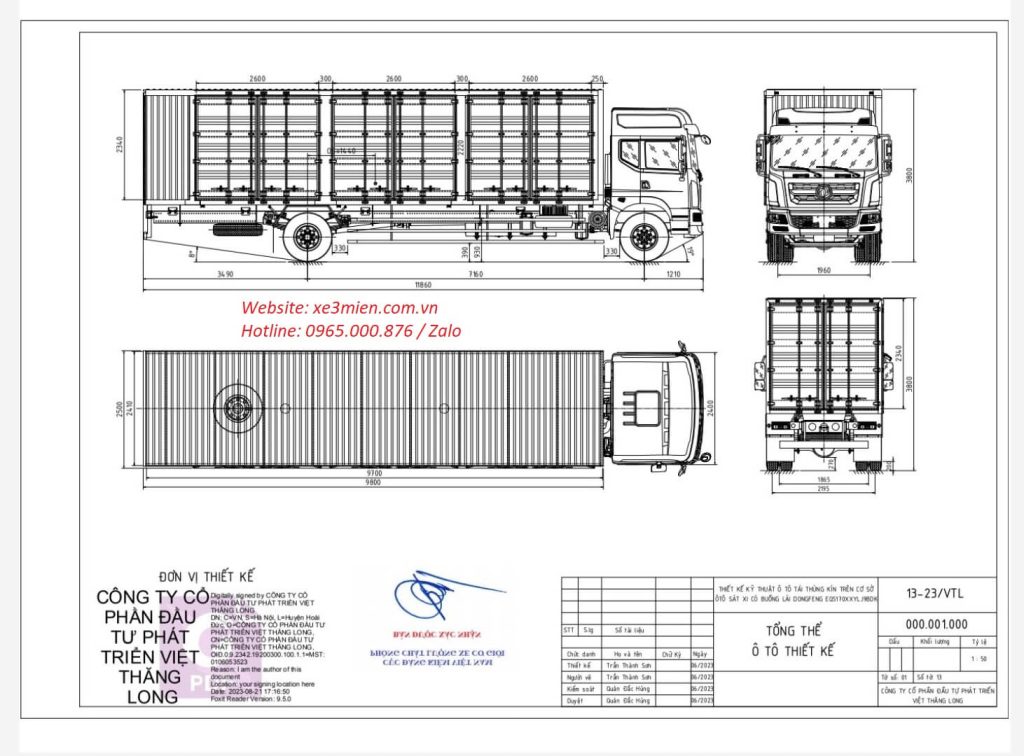 ban ve thiet ke xe tai thung kin container dongfeng d12 73 tan